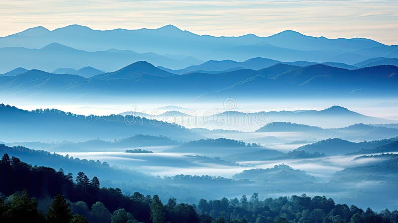 Haze Blue Ridge Mountains Asheville Stock Illustration - Illustration