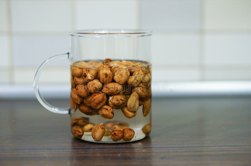Hazelnuts in water stock image. Image of hazelnuts, glass 69208299