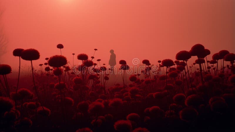 a person stands in a vibrant red poppy field at sunset, creating a captivating photo wallpaper for htc u11. the image is reminiscent of the kodak aerochrome iii infrared style, with misty atmosphere and muted tones. the surrealism of the scene is enhanced by nature-inspired installations and the presence of silhouette figures, reminiscent of the works of zhang kechun and yumihiko amano. ai, AI generated. a person stands in a vibrant red poppy field at sunset, creating a captivating photo wallpaper for htc u11. the image is reminiscent of the kodak aerochrome iii infrared style, with misty atmosphere and muted tones. the surrealism of the scene is enhanced by nature-inspired installations and the presence of silhouette figures, reminiscent of the works of zhang kechun and yumihiko amano. ai, AI generated
