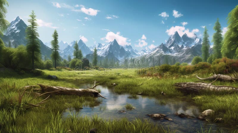 Hd Landscape Wallpaper in Xbox 360 Style Stock Illustration