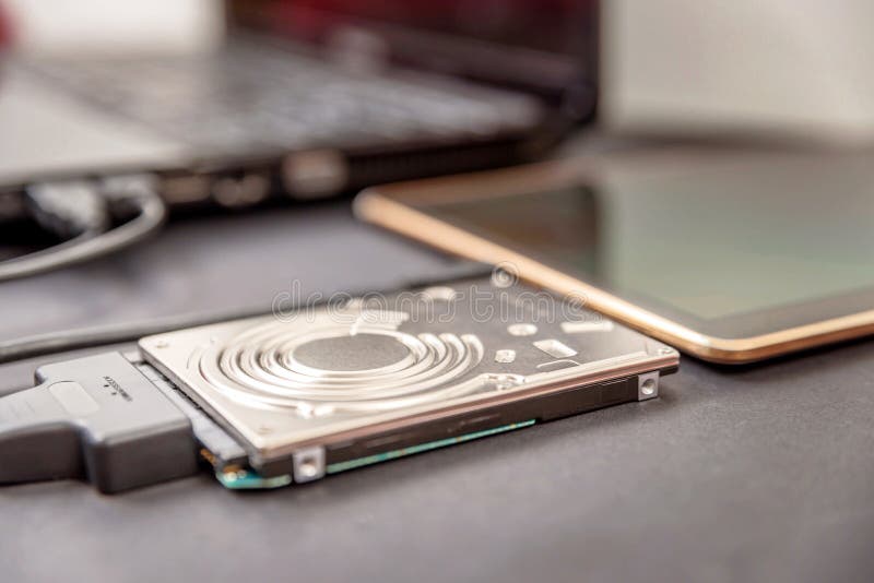 Hdd 2.5 Internal Hard Drive Disk Connected To Laptop and Digital Table