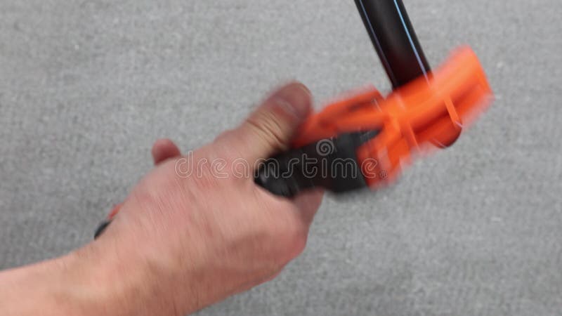 Cutter for plastic pipes cuts high density polyethylene water pipe. stock footage