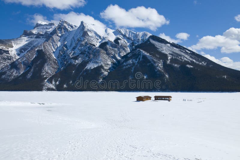 Hdr Boat Dock at Lake Minnewanka stock image