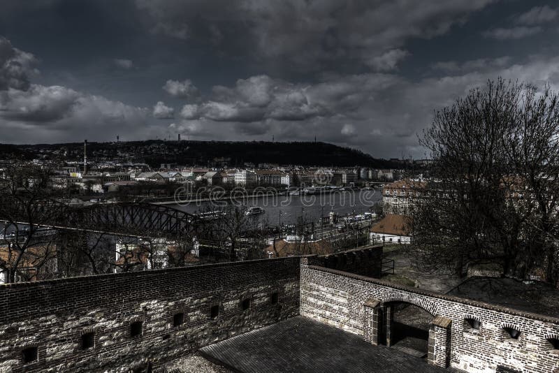 HDR macabre photo of the outdoor theater at Vysehrad park in Prague