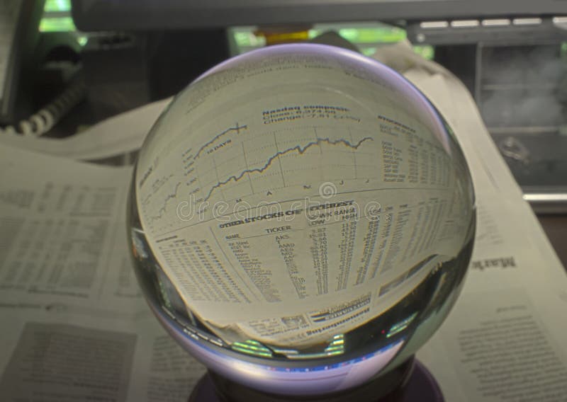 HDR Photo image of stock market graph through a crystal ball