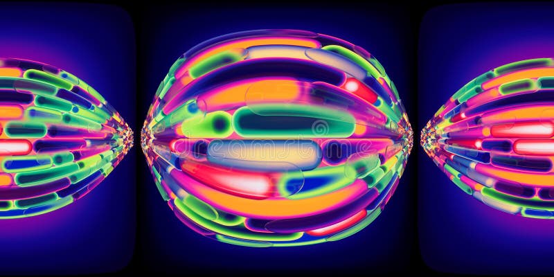 HDRI. Glowing neon lines. Full spherical panorama 360 degrees. 3D render illustration