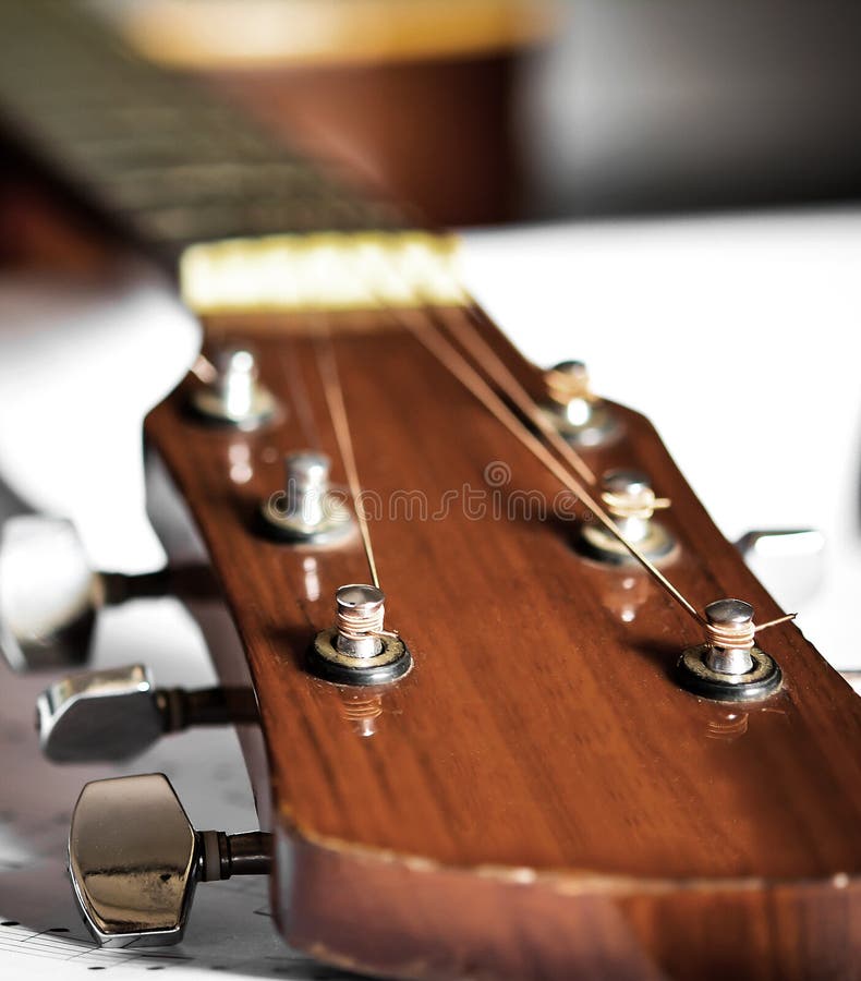 Head of acoustic guitar stock photo. Image of wood, black 33972354