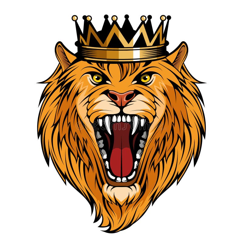 head angry roar lion tattoo king crown predator animal mascot color logo sports wild big cat natural t shirt print 182130885