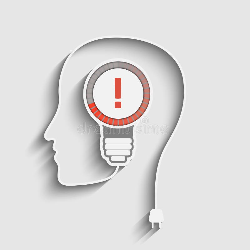 Head with exclamation mark vector illustration