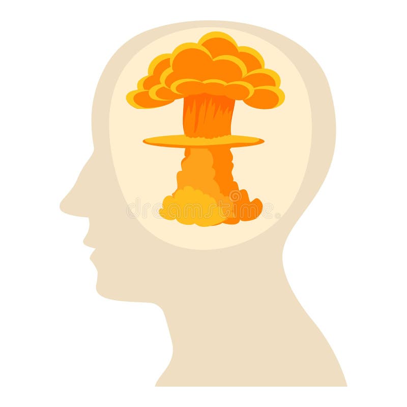 Head with Explosion Icon, Cartoon Style Stock Vector Illustration of