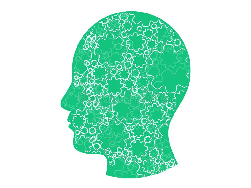 Head geometrisk nätverksmodell för kugghjul abstrakt bakgrund Mall för illustration för vektordiagram royaltyfri illustrationer