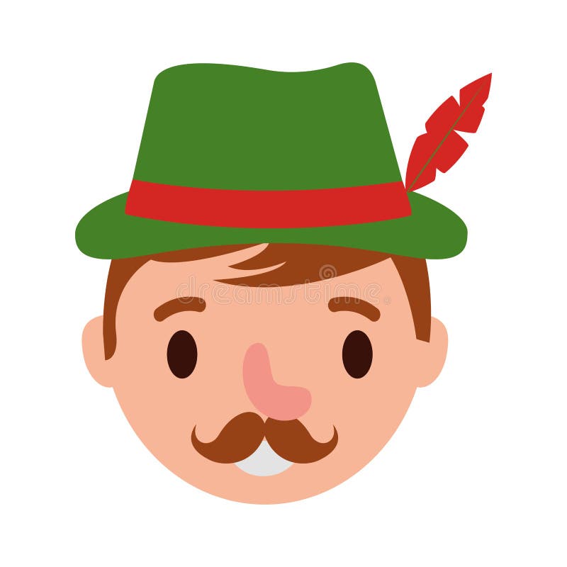 Head German Man with Typical Hat Stock Vector Illustration of