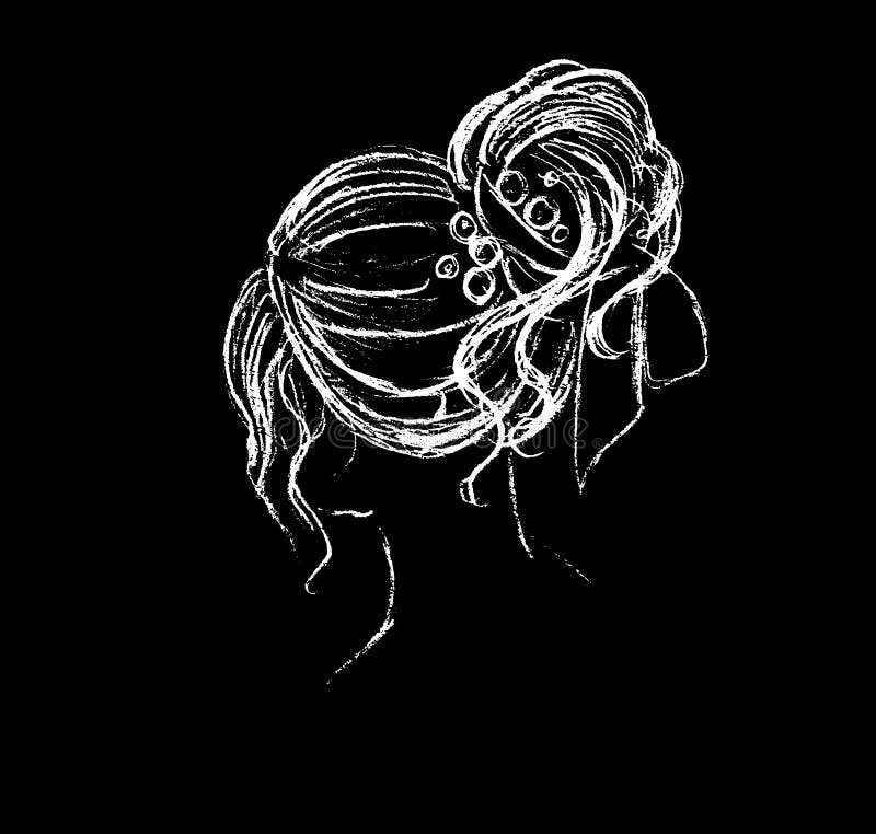Head of a Girl with a Beautiful Hairstyle on a Black Background Stock Illustration - Illustration of space, black: 216903477 Head of a Girl with a Beautiful Hairstyle on a Black Background Stock Illustration - Illustration of space, black: 216903477