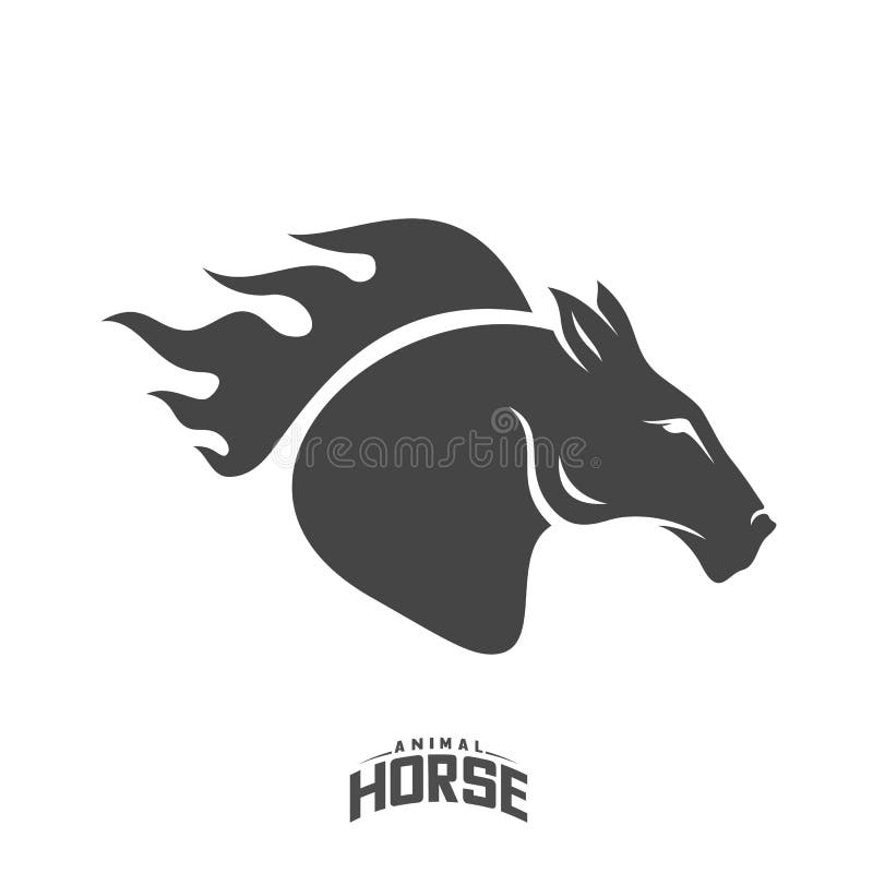 Head horse with flames artwork design Royalty Free Vector