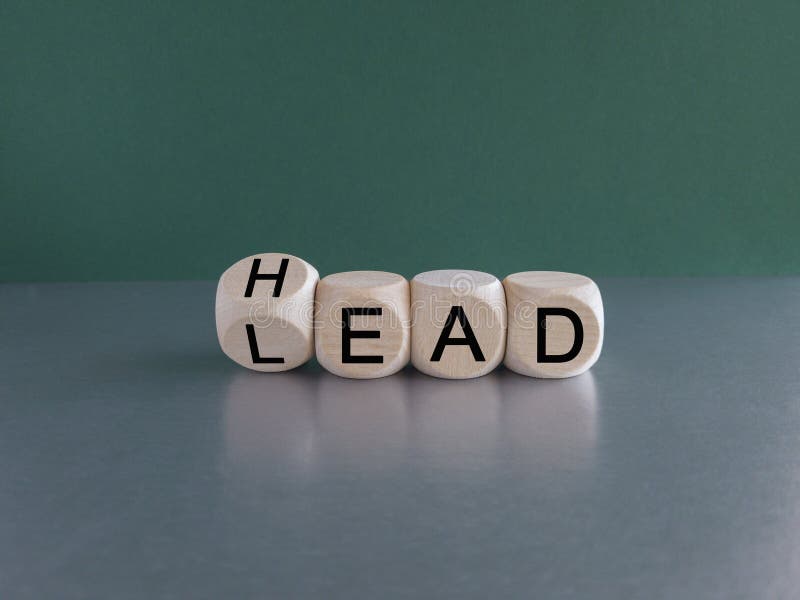 Head Lead Symbol. Turned the Cube and Changes the Word Lead To Head Stock Image Image of