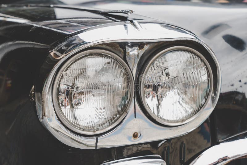 Head light of old car stock image. Image of front, history - 153429803