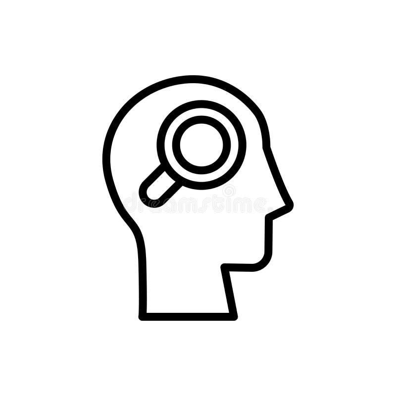 Head magnifier icon. Simple line, outline vector elements of brain process icons for ui and ux, website or mobile application stock illustration
