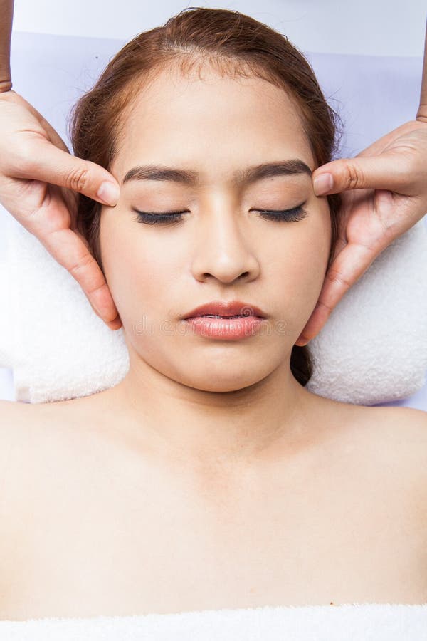 Head massage stock photo. Image of massaging, lying, beautiful - 45349820
