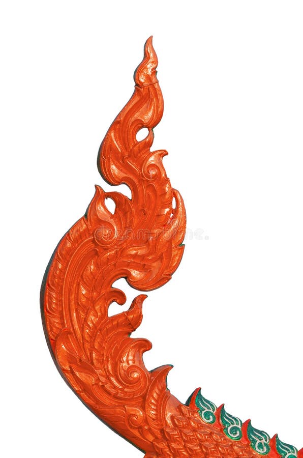 Head of Naga statue in red color, isolate