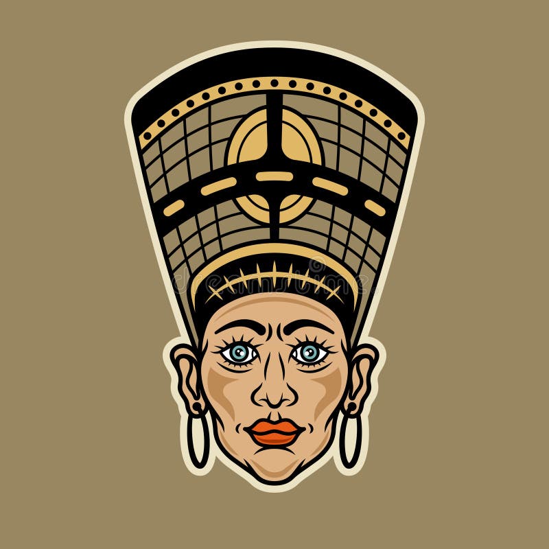 Head Of Nefertiti Ancient Egyptian Queen Vector Illustration In