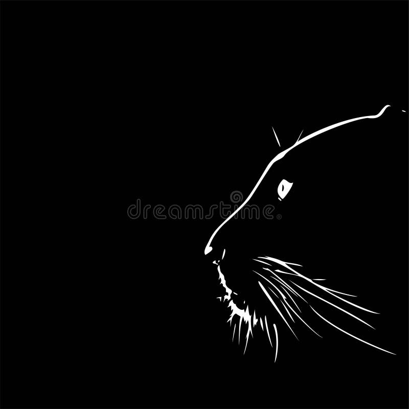 The head of a panther in white on a black background