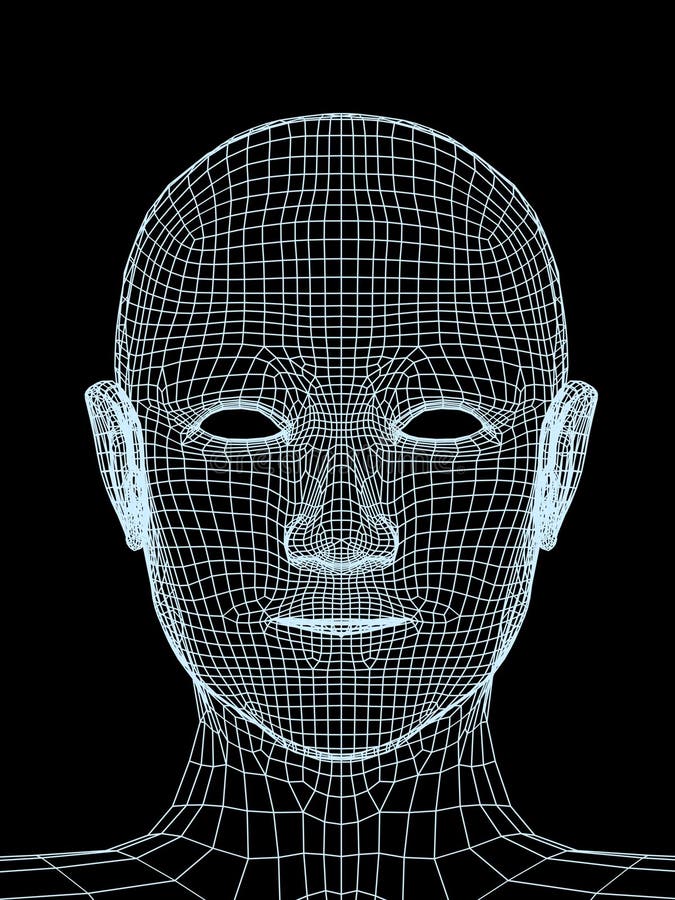 Head of the person from a 3d grid