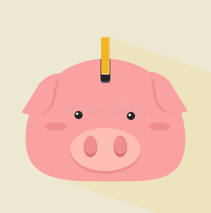 Head pig with coin royalty free illustration