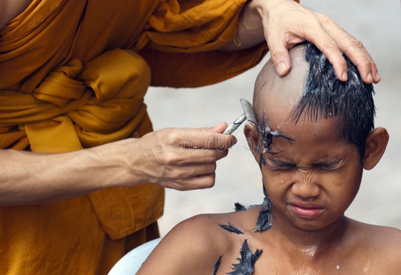 Head Shaving ceremony stock photo