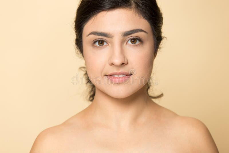 800px x 533px - Head Shot Portrait Beautiful Indian Young Woman with Naked Shoulders Stock  Image - Image of clear, makeup: 164164907