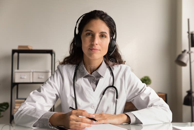 Telemedicine Concept Banner. Female Patient Consulting Doctor