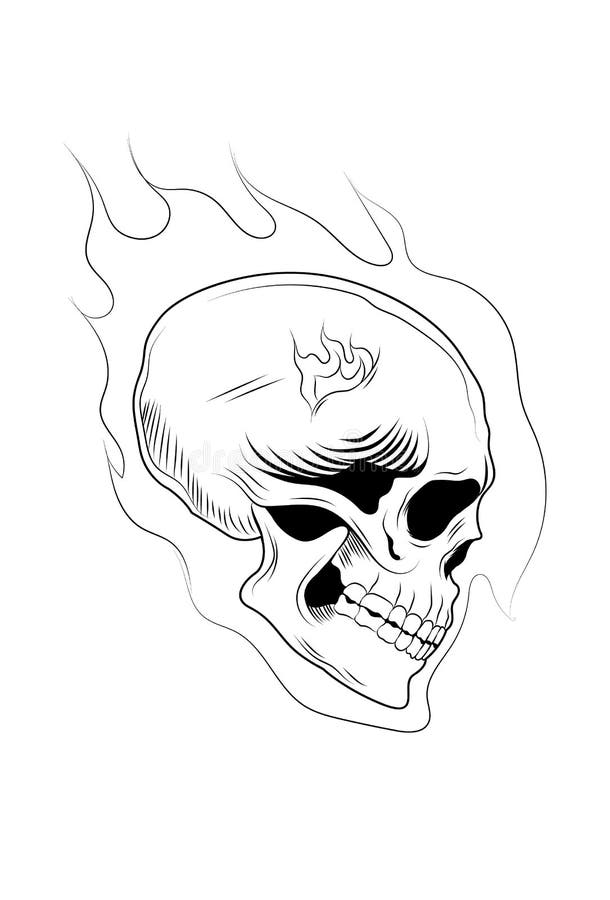 Head Skull with Fire in Head Stock Vector - Illustration of evil ...