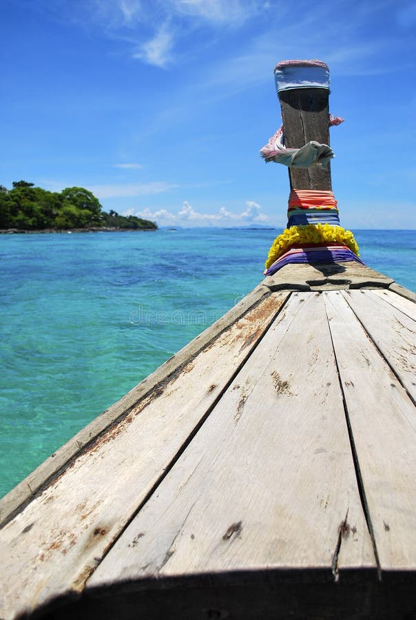 Head of thai boat sea traveling on sunshine day