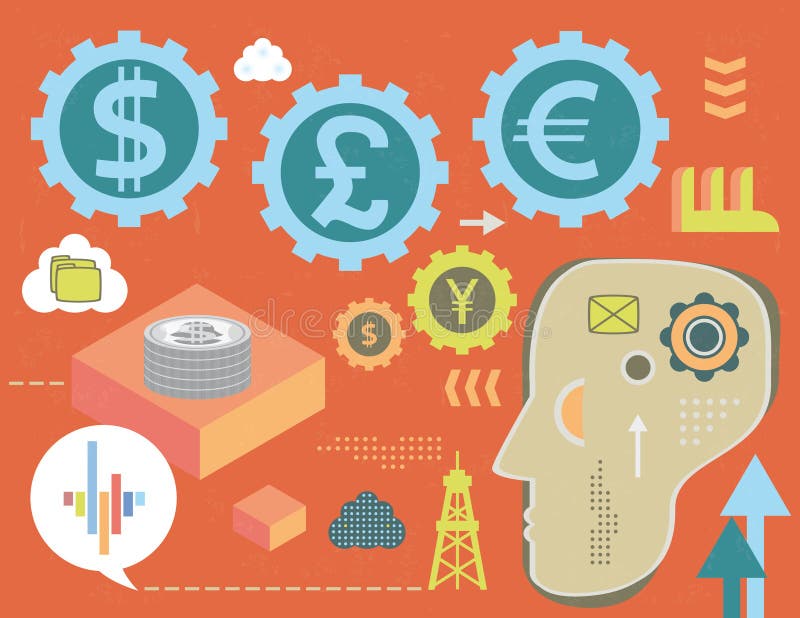 Head Thinking in Currency Exchange Stock Vector Illustration of mail