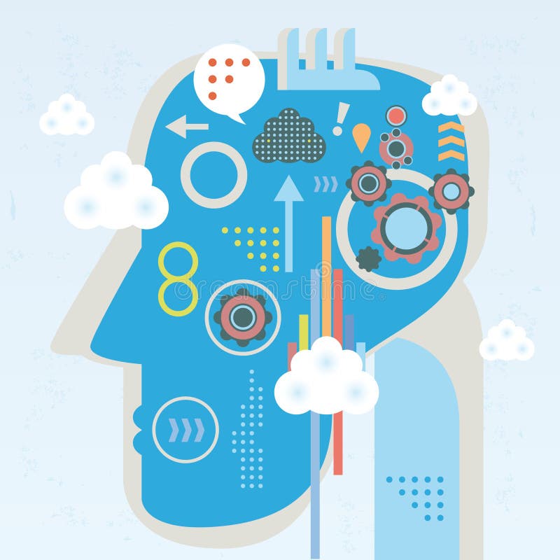 Head thinking stock vector. Illustration of growth, busy - 77365342
