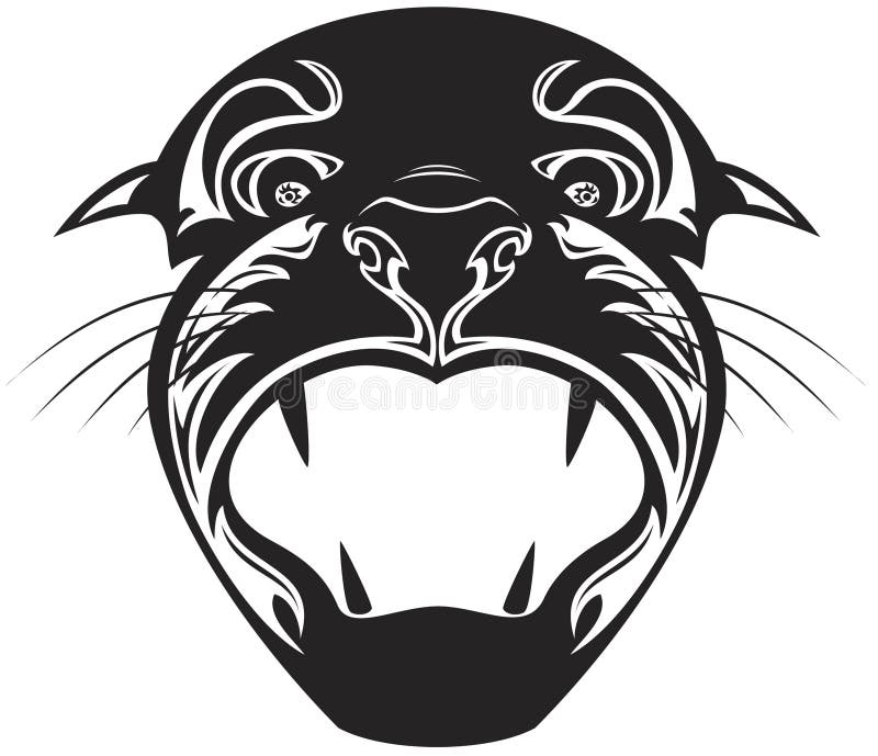 Vector leopard executed in the form of a tribal tattoo Stock