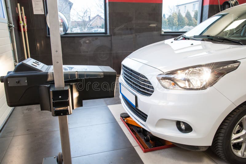 Headlight Adjustment in a Car by an Authorized Service Stock Image Image of technology