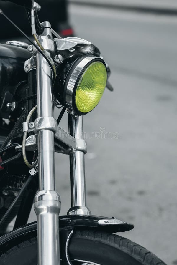 Headlight of a Classic Motorcycle Stock Image - Image of service