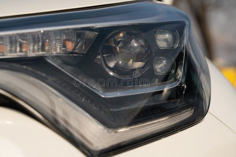 Headlight design closeup stock photo. Image of front 268123254