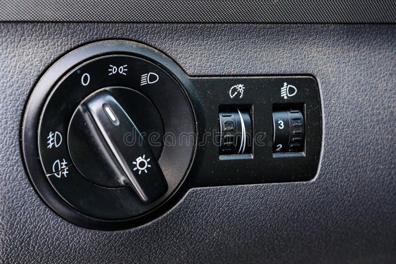 Headlight Switch on the Front of the Car. Stock Image Image of