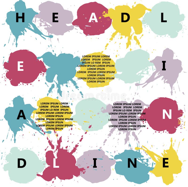 Headline with Color Splash and Blots Stock Illustration Illustration