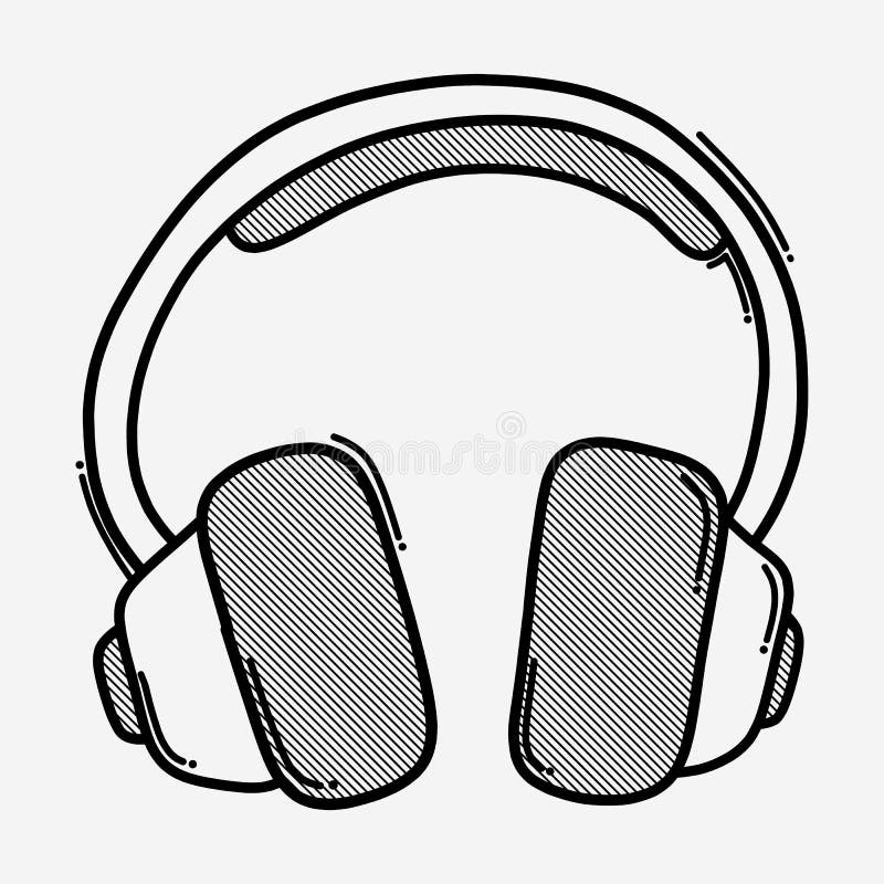Headphone Doodle Vector Icon. Drawing Sketch Illustration Hand Drawn