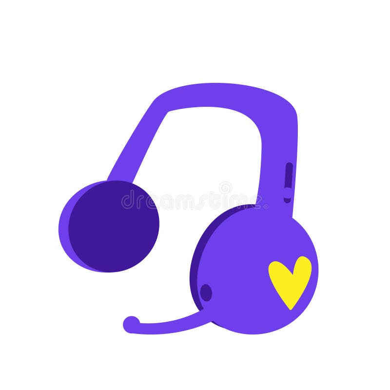 Headphone With Heart, Vector Stock Vector Illustration of cable