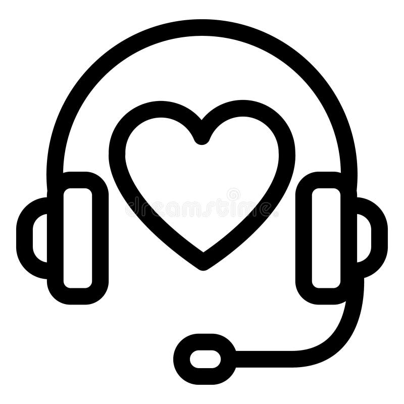 Headphone With Heart, Vector Stock Vector Illustration of cable