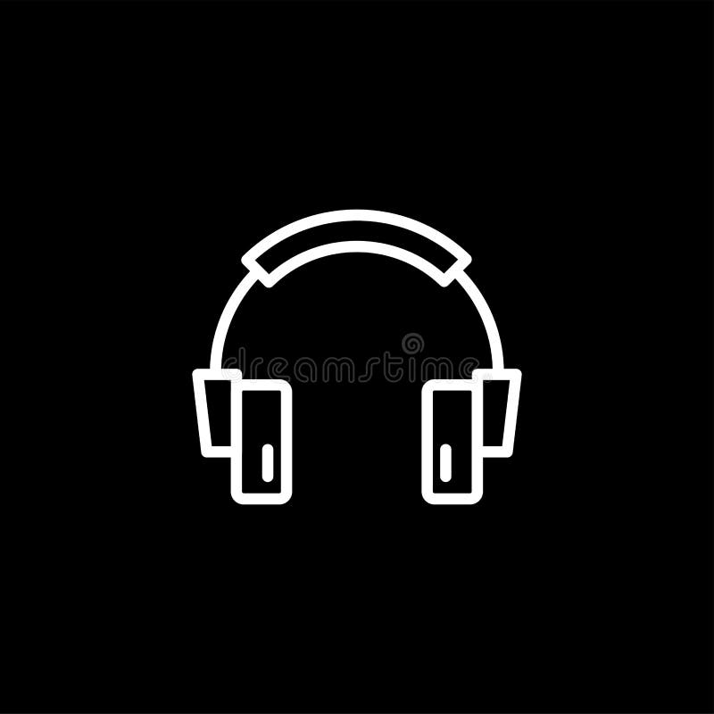 Headphone Line Icon on Black Background. Black Flat Style Vector  Illustration Stock Vector - Illustration of earphone, listen: 168420936