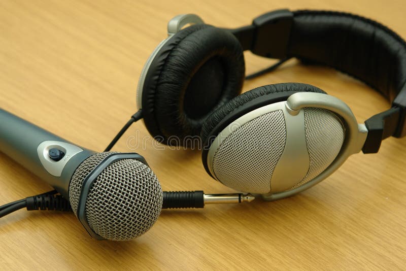 Headphone and microphone stock photo. Image of record 1687948