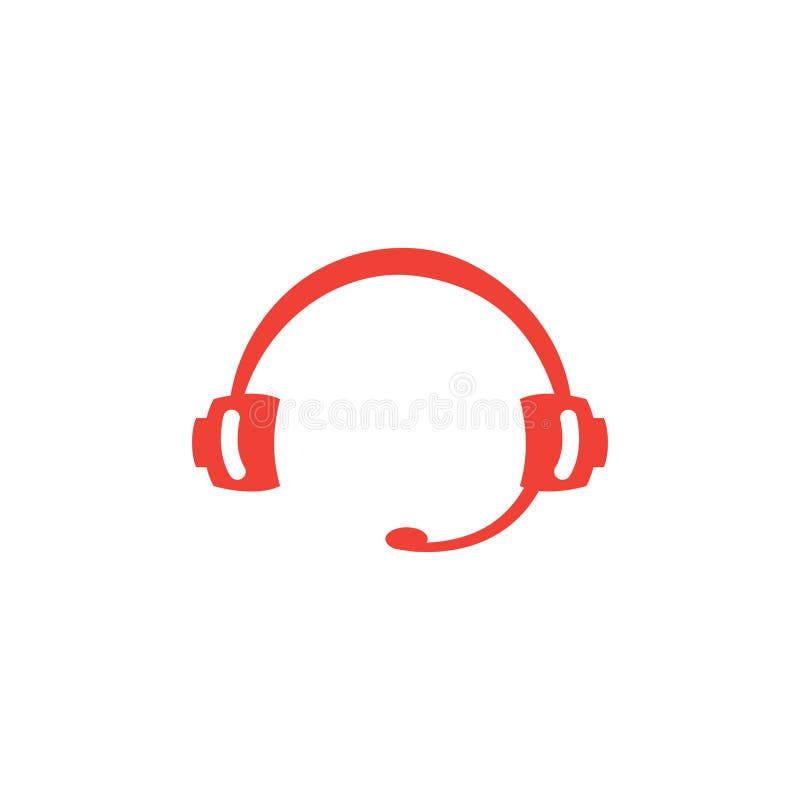 Headphone Red Icon On White Background. Red Flat Style Vector Illustration