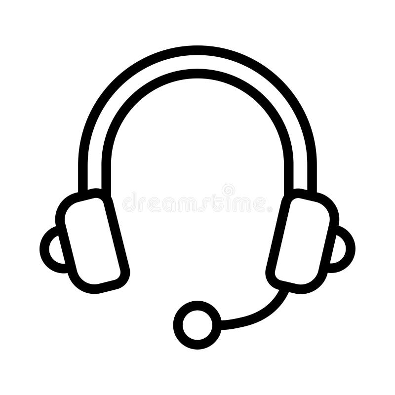 Headphone Thin Line Icon. Support, Audio Headset with Microphone Symbol