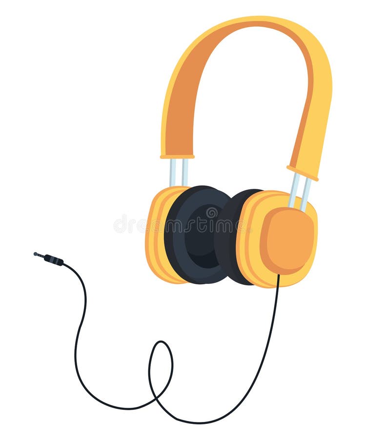 Headphone yellow device stock vector. Illustration of headset 232608979