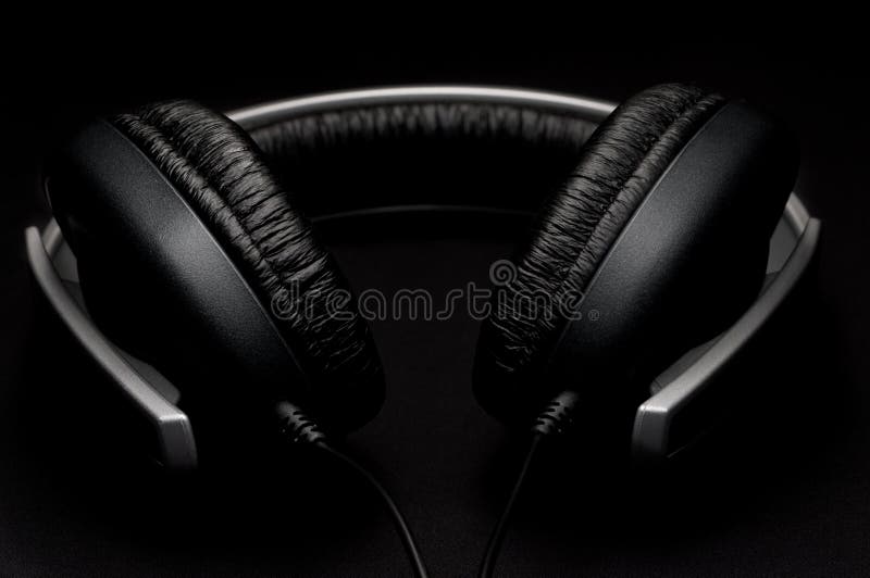 Headphones with Black Leather Padding Stock Image Image of transducer