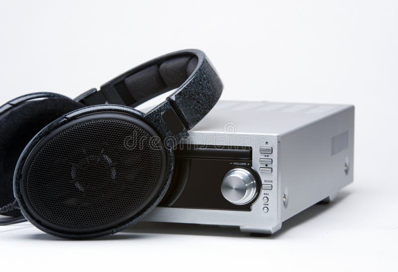 CD Player with Headphones stock image. Image of music, listen 745117